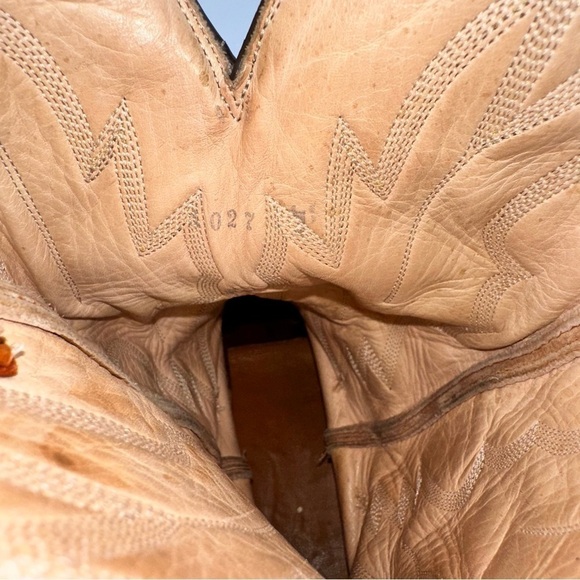 MENS DAVID EDEN TAN COGNAC GENUINE OSTRICH QUILL COWBOY WESTERN BOOTS 10D - Picture 9 of 9